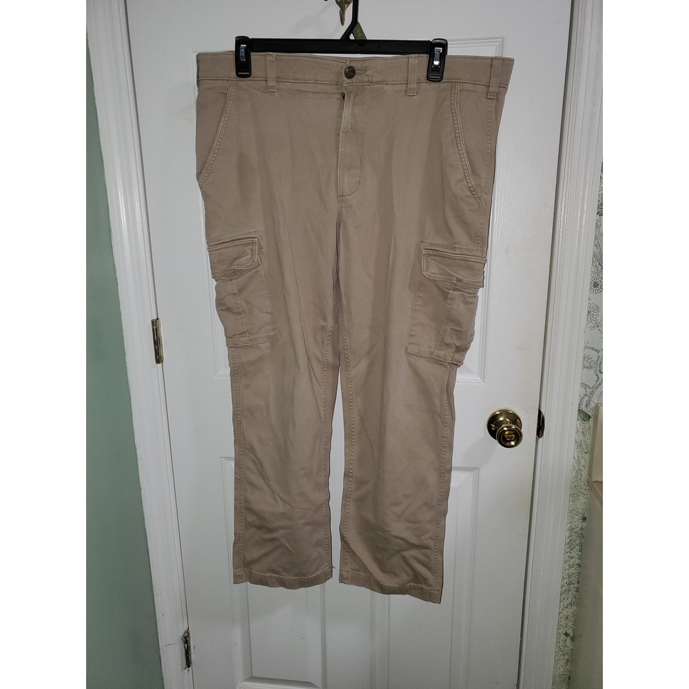 Sonoma Goods for Life Mens Khaki Cargo Pants Tan 40x30 Stretch Cotton Straight